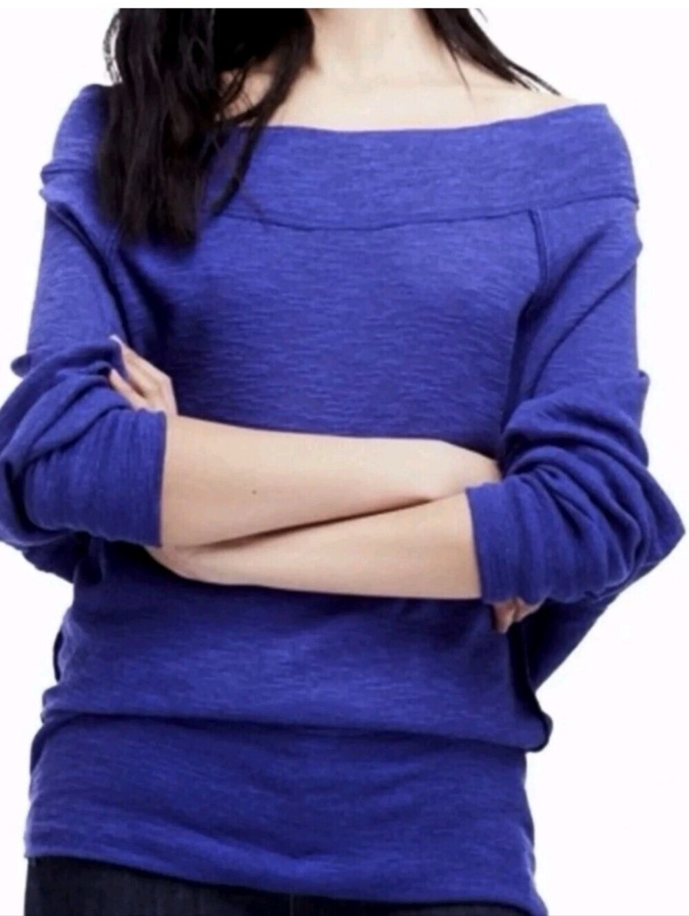 We The Free People Palisades Off The Shoulder Sweater Blue Purple Women's Sz Xs